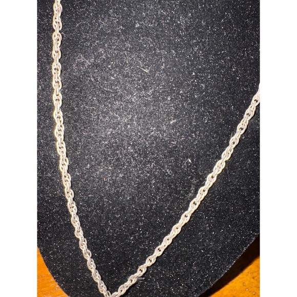 Silver Tone Rope Chain Necklace‎ Black Teardrop Pendant Rhinestone Accents - Picture 5 of 8